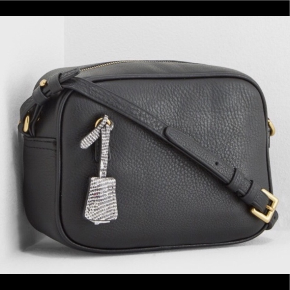 JCrew crossbody black leather bag